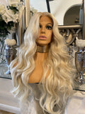 blonde human hair Lace Front blend Wig Bleach Blonde Wig, lace front Wig - Celebrity Hair UK