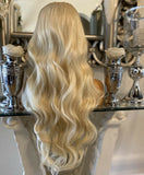 blonde human hair Lace Front blend Wig Bleach Blonde Wig, lace front Wig - Celebrity Hair UK