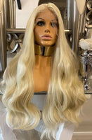 Blonde Human Hair Blend Wig 613 Blonde Lace Front Wig Bleach Blonde Wig