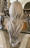 two tone platinum and ice grey wig Side Part
