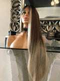 blonde human hair Blend Lace Front Wig Face Framing Chestnut Blonde 360 Wig - Celebrity Hair UK