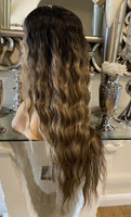 Beyoncé Nenil Centre Part Curly Brown Wig Blonde Face Framing