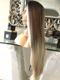 blonde human hair Blend Lace Front Wig Face Framing Chestnut Blonde 360 Wig - Celebrity Hair UK