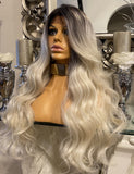 blonde human hair Blend Lace Front wig Platinum Blonde Wavy Lace Front Wig