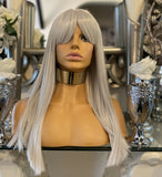 blonde Fringe Wig Lace front Wig Bangs Wig Fringe Wig Silver Wig Grey - Celebrity Hair UK