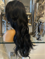 Black Human Hair Blended Lace Front Wig Wavy Wig Black Wig Kim K Wig Curly Wig - Celebrity Hair UK