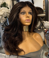 Brown Lace Front Wig Balayage Transparent Lace Wig Centre Part Highlights