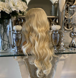 blonde human hair Lace Front blend Wig Bleach Blonde Wig, lace front Wig - Celebrity Hair UK