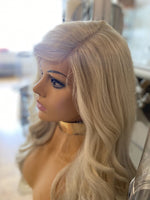 human hair wig blend Wig Side lace front Wig Blonde Wig Bleach Blonde Lace Wig