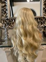 human hair wig blend Wig ombre lace front Wig Blonde Wig Bleach Blonde Lace Wig - Celebrity Hair UK