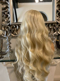 human hair wig blend Wig ombre lace front Wig Blonde Wig Bleach Blonde Lace Wig - Celebrity Hair UK