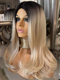 BEAUTIFUL Blonde dark root Straight lace wig