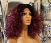 Auburn Curly Afro Wig Red Afro Wig Lace Front Wig Centre Part Curly Afro