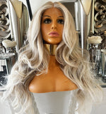 Christina - blonde on blonde platinum bodywave centre part