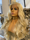 blonde human hair wig Blonde Wig lace front Wig Blonde Wavy Wig Blonde Lace Wig - Celebrity Hair UK