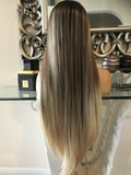 blonde human hair Blend Lace Front Wig Face Framing Chestnut Blonde 360 Wig - Celebrity Hair UK