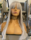 blonde Fringe Wig Lace front Wig Bangs Wig Fringe Wig Silver Wig Grey - Celebrity Hair UK