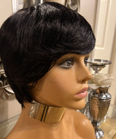 Black 100% Human Hair Hair Wig Short Hair Pixie Wig Bob Wig Short Cut Unisex Wig