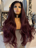Cinderella Copper Human Hair Blend Wig 360 Lace Front Wig Red