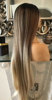 blonde human hair Blend Lace Front Wig Face Framing Chestnut Blonde 360 Wig - Celebrity Hair UK