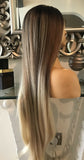 blonde human hair Blend Lace Front Wig Face Framing Chestnut Blonde 360 Wig - Celebrity Hair UK