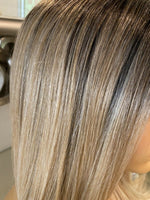 blonde human hair Blend Lace Front wig Ombré Wig Centre Part Blonde Lace Wig - Celebrity Hair UK