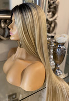 Nicole silk top - Dark root strawberry blonde wig
