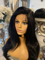 Black Human Hair Blended Lace Front Wig Wavy Wig Black Wig Kim K Wig Layered Wig - Celebrity Hair UK