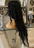 Black Lace Front Wig Wavy Centre Part Wig Black Wig Kim K Wig Curly Wig - Celebrity Hair UK
