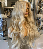 blonde human hair Lace Front blend Wig Bleach Blonde Wig, lace front Wig - Celebrity Hair UK