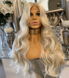 blonde human hair Lace Front blend Wig Bleach Blonde Wig, lace front Wig - Celebrity Hair UK