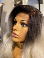 blonde human hair Blend Lace Front wig Platinum Blonde Wavy Lace Front Wig