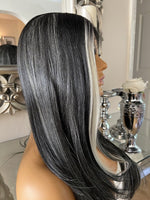 black human hair Blend Lace Front Wig Black Blonde Lace Front Centre Part Wig