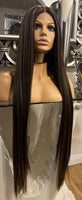 Kim K- Brown Lace Front Blend wig Blonde And Brown Highlight Wig Centre Wig Lace Wig