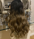 SARAH-blonde human hair Blend Lace Front Wig Centre Part Brown Wig Celebrity Hair UK - Celebrity Hair UK