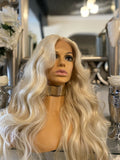 blonde human hair Lace Front blend Wig Bleach Blonde Wig, lace front Wig - Celebrity Hair UK