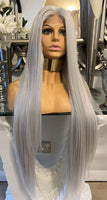 Platinum Blonde Grey Lace Front Wig 180 Density Luxury Hair Grey Wig