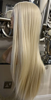 Apple- Blonde Straight Human Hair Blend Lace Front Wig 613