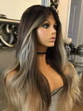 Cinderella - blonde human hair Blend Lace Front Wig Ombré Auburn Brown Blonde 360 Lace Wig