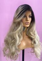 Dark Root Blonde Wig Side Part Lace Wig Strawberry Blonde Wig Body Wave Curly