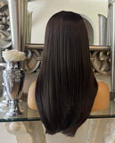 Natural Brown Hair Highlights Centre Part Wig