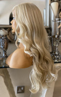 human hair wig blend Wig Side lace front Wig Blonde Wig Bleach Blonde Lace Wig