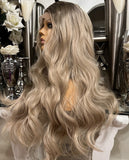 blonde Lace Front Wig Ash Blonde Wavy Wig Centre Part Wig Curly Ash Blonde Wig