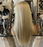 Charlene - Blonde human hair wig blend Blonde lace front Wig Lace Front Wig Blonde 613 Lace Front