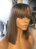 Blonde Fringe Wig Brown Wig Bangs With Brown Highlights Natural Wig Short Wig