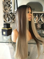 blonde human hair Blend Lace Front Wig Face Framing Chestnut Blonde 360 Wig - Celebrity Hair UK