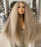 Blonde Lace Front Wig Transparent Lace Front Wig Curly Afro Wavy Wig Curls Diva