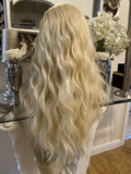 Blonde side part wavy unit - Celebrity Hair UK