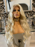 human hair wig blend Wig ombre lace front Wig Blonde Wig Bleach Blonde Lace Wig - Celebrity Hair UK