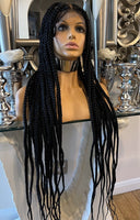 Black Full Lace Wig Braided Wig Jumbo Braided Wig Full Lace Plait Wig Box Braid